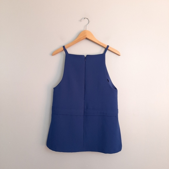 Topshop Blue Square Neck Slit Side Tank Top - Picture 2 of 3